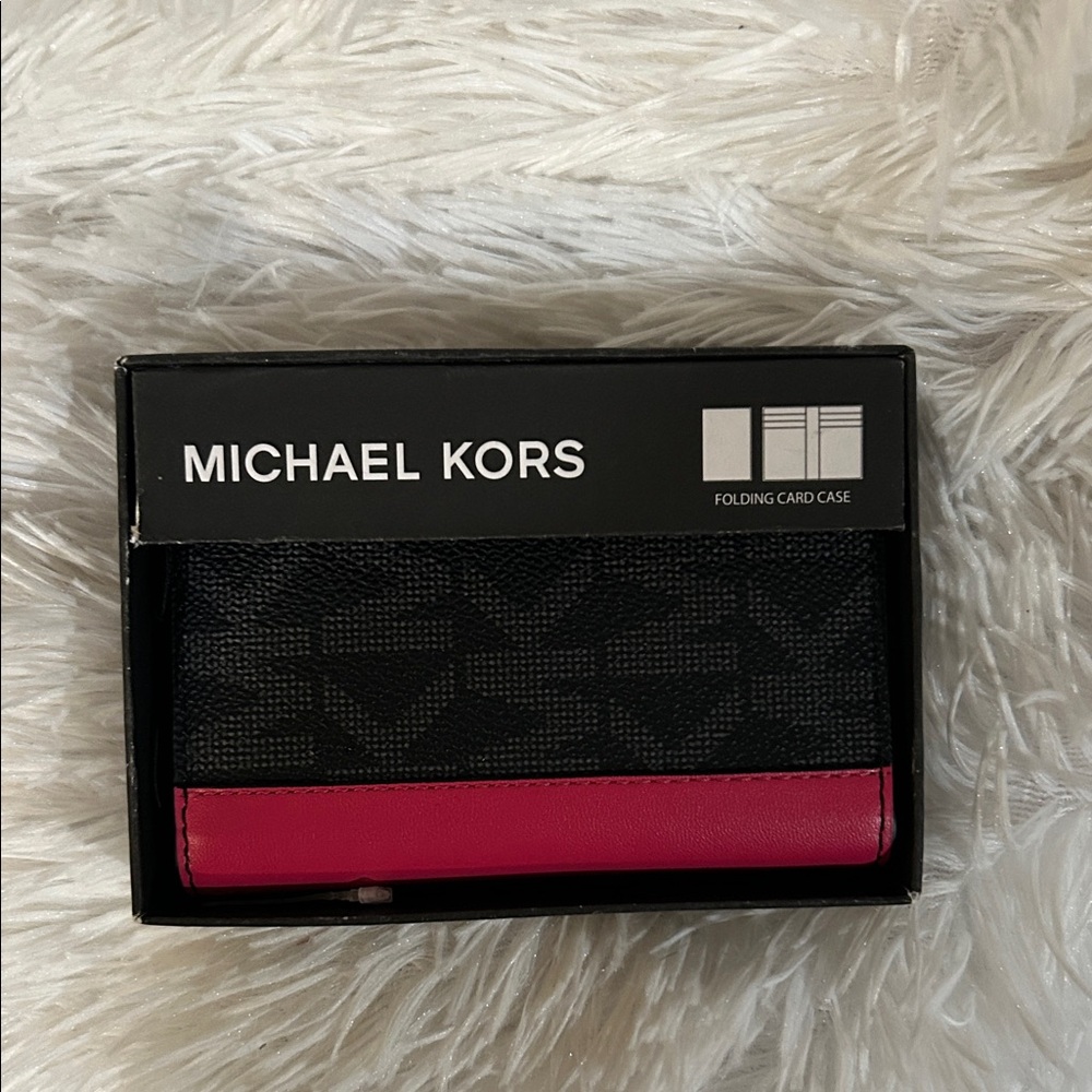 Michael Kors Black and Pink Folding Card Case